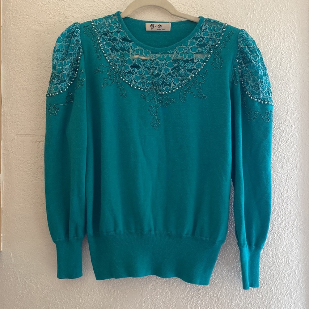 Turquoise Vintage Style Sweater